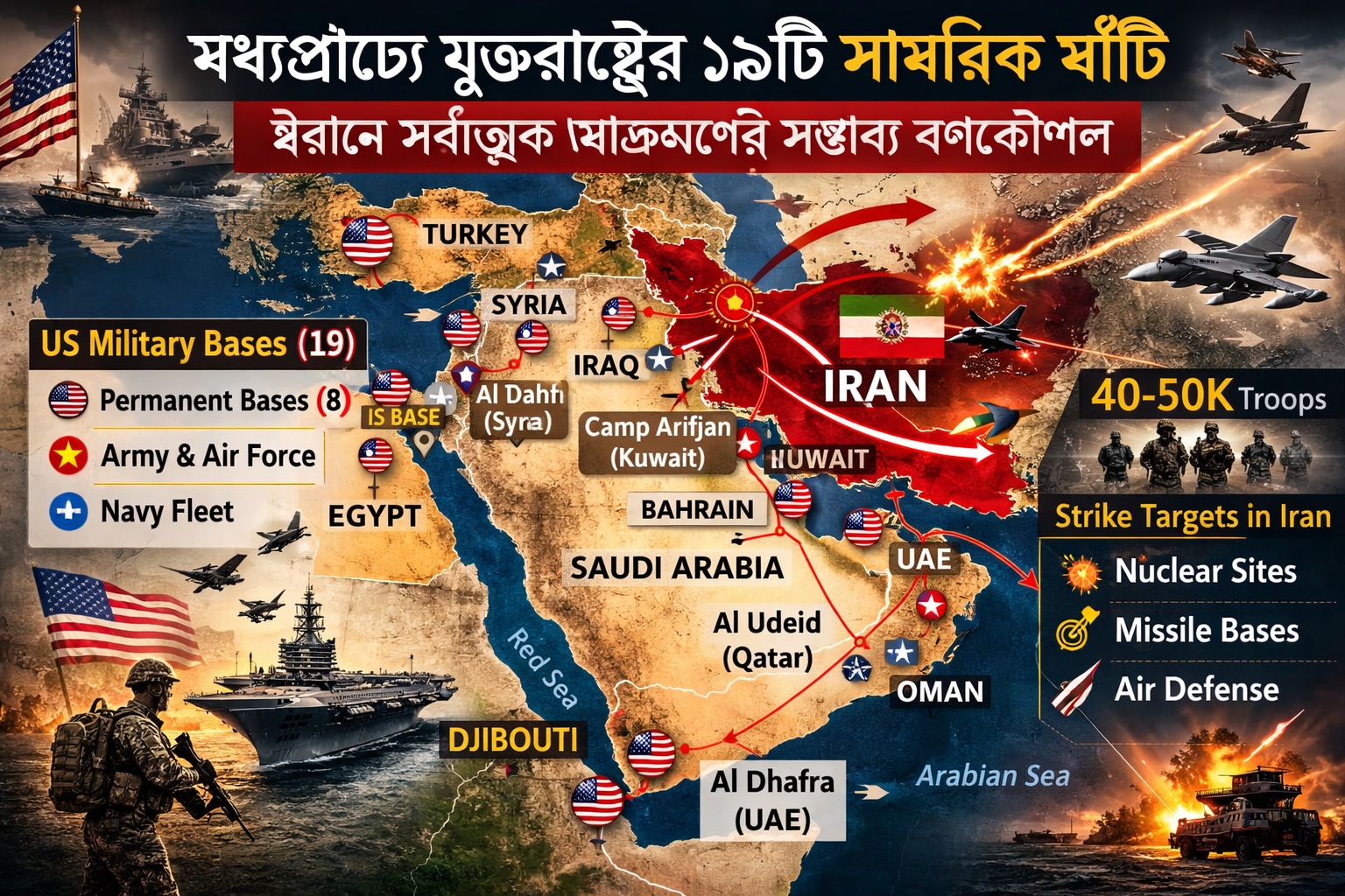 ইরানকে লক্ষ্য করে সম্ভাব্য মার্কিন সামরিক পদক্ষেপ